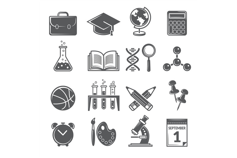 back-to-school-icons-monochrome-school-symbols-isolate