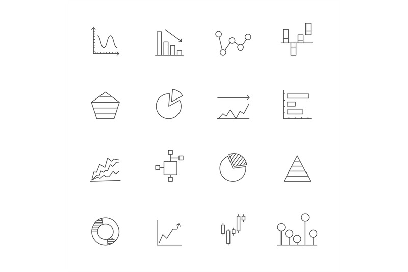 linear-icons-of-charts-business-icons-set-isolate