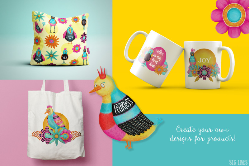 colorful-whimsical-birds-amp-flowers