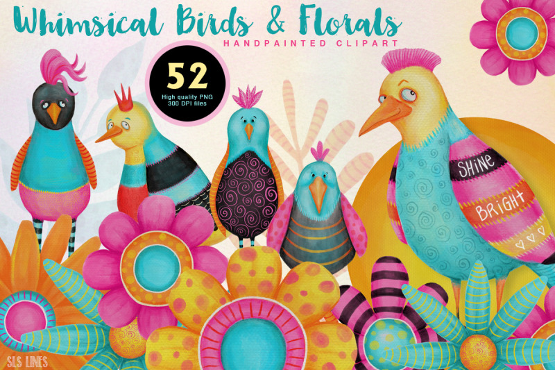 colorful-whimsical-birds-amp-flowers