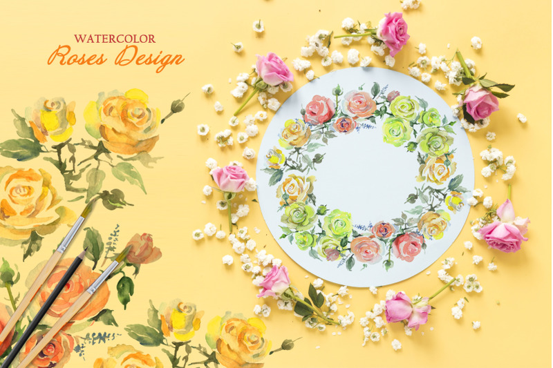 bouquets-with-roses-yellow-watercolor-png