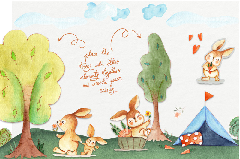 Bunny Camping Collection By tanatadesign TheHungryJPEG