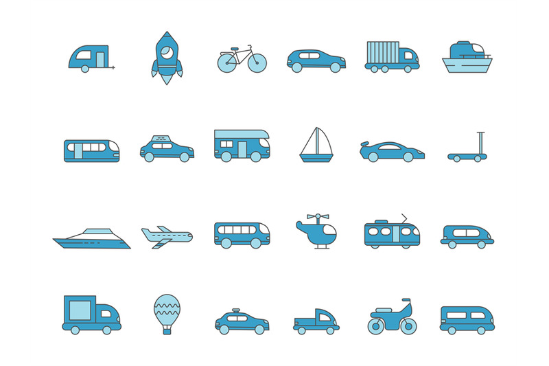 cars-line-icons-transportation-colored-icons-vector-linear-symbols