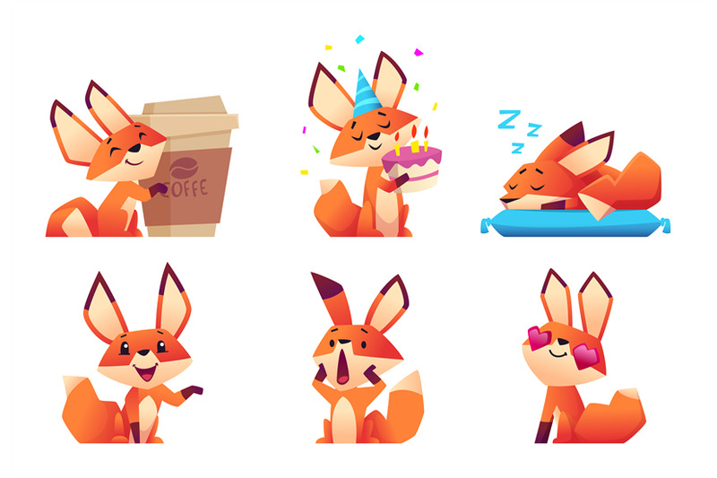 cute-fox-character-collection-wild-orange-animal-at-forest-in-various