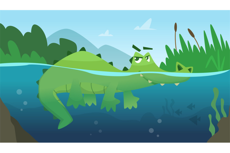 crocodile-in-water-alligator-amphibian-reptile-wild-green-angry-wild