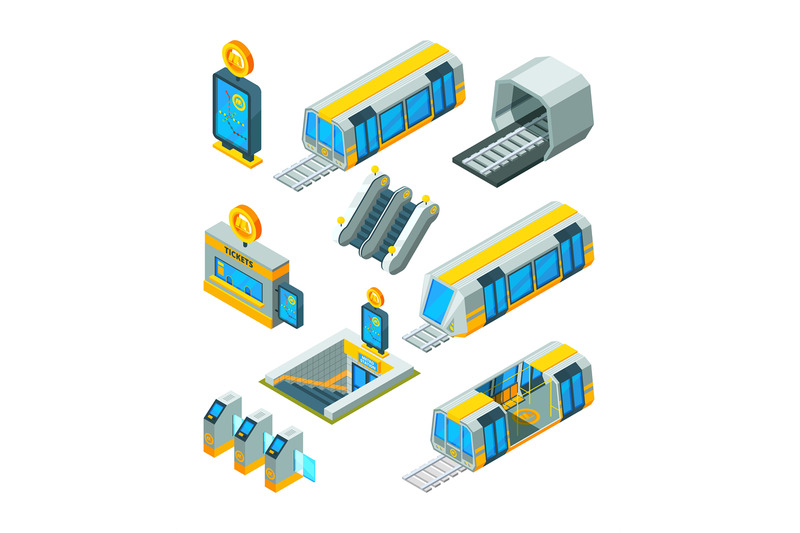 subway-metro-elements-entrance-electric-gates-and-signs-train-tunnel