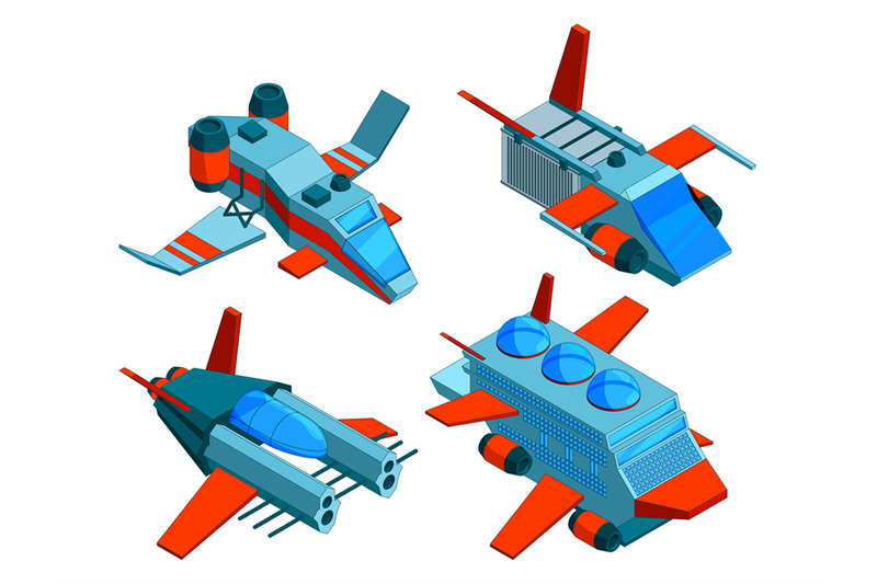 spaceships-isometric-space-technologies-cargo-and-warships-aerial-bom