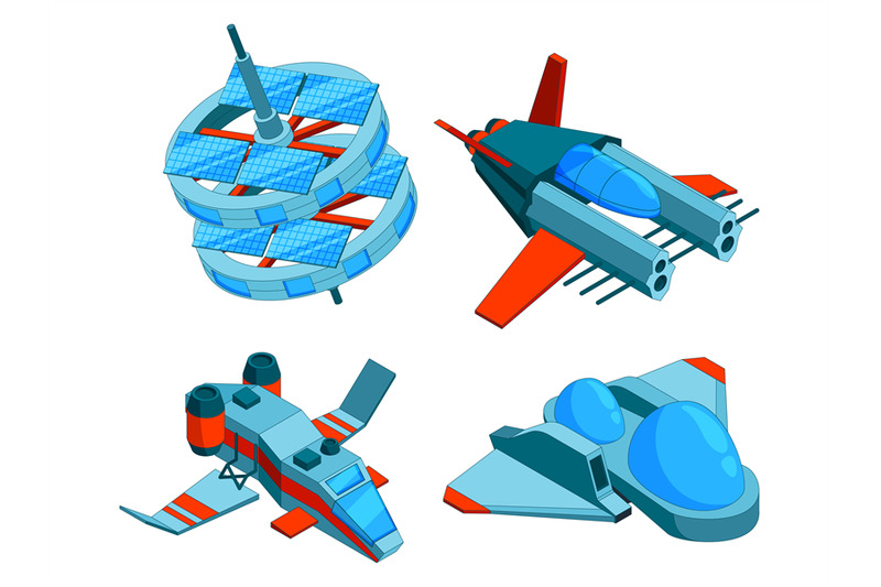 spaceships-isometric-building-technology-of-various-types-of-ships-ca