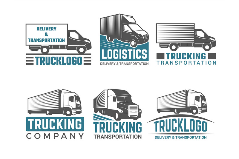 Truck logo. Business symbols emblems of transportation or logistics co ...
