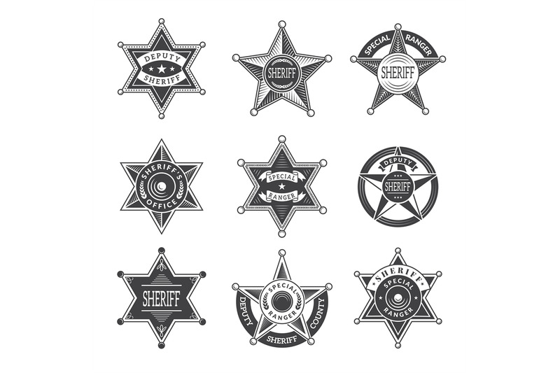 sheriff-stars-badges-western-star-texas-and-rangers-shields-or-logos