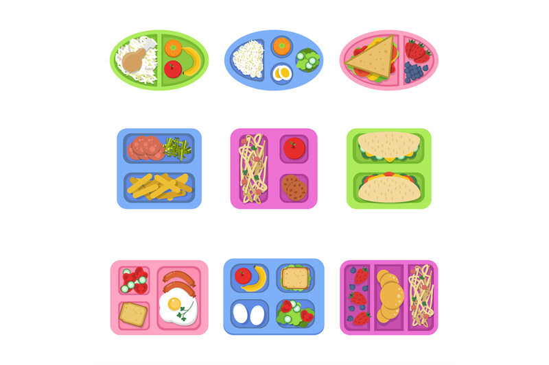lunch-boxes-food-containers-with-fish-meal-eggs-sliced-fresh-fruits