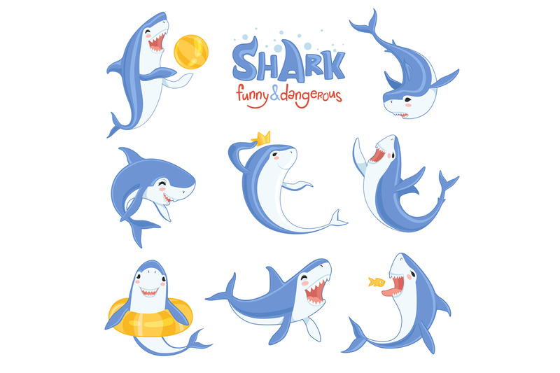 cartoon-shark-swimming-ocean-big-teeth-blue-fish-smiling-and-angry-ve