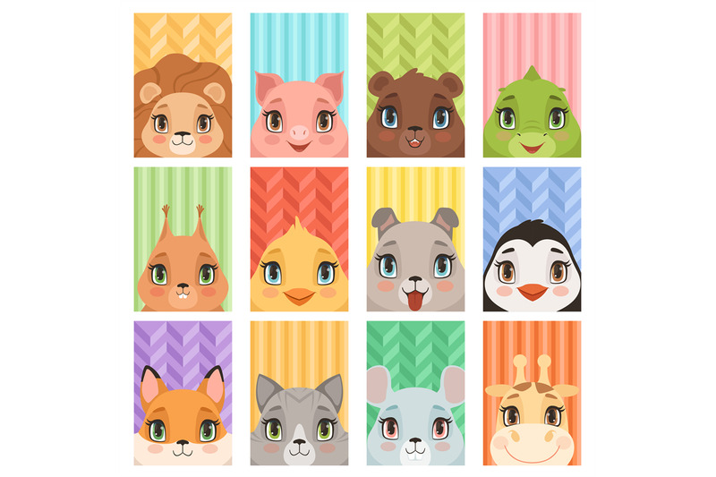 animal-kids-portrait-lion-penguin-giraffe-crocodile-fox-baby-animals