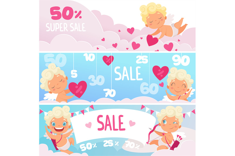 valentine-day-sale-banners-red-hearts-cute-funny-cupids-with-bow-roma