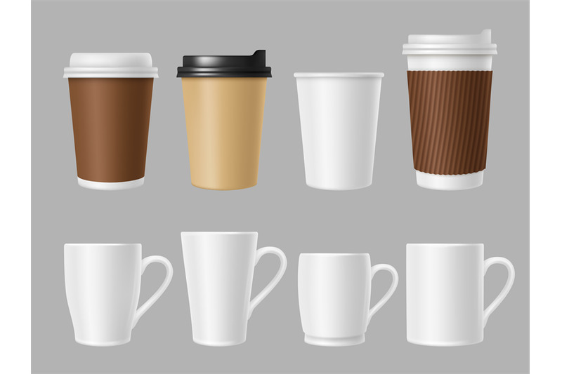 Download Coffee mockup cups. Blank white and brown mugs for hot ...