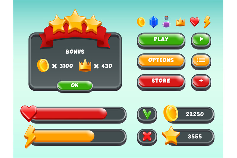 games-gui-set-mobile-gaming-user-interface-icons-and-items-colored-bu