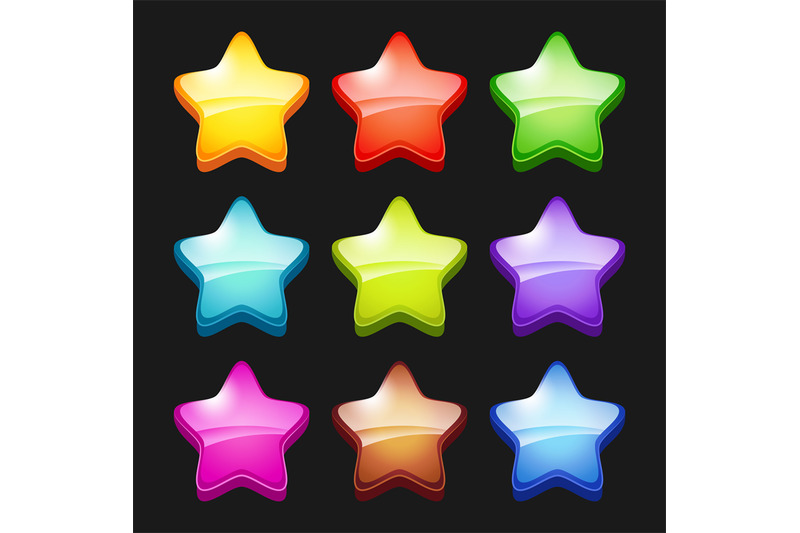 colored-cartoon-stars-shiny-games-crystal-icons-status-symbols-of-gui