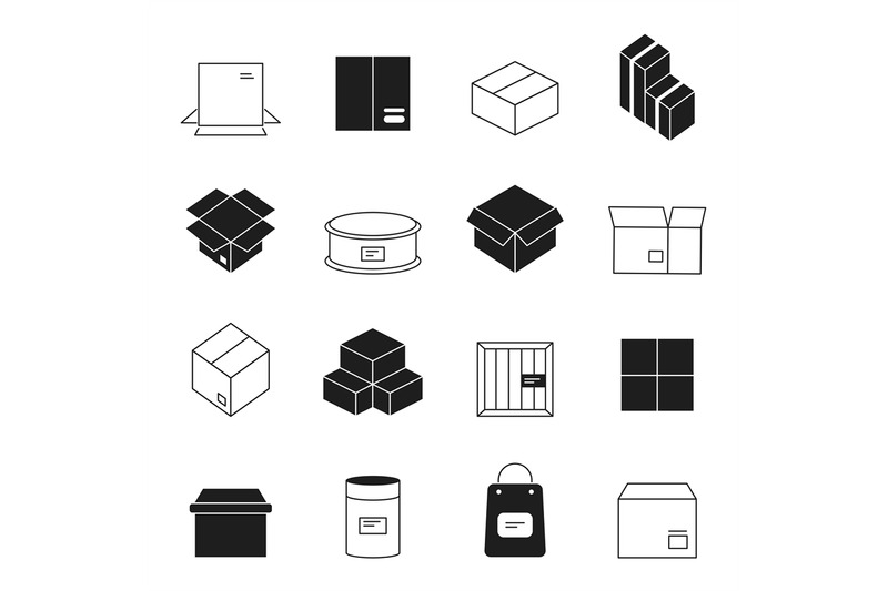 box-symbols-wooden-and-cardboard-stack-export-boxes-opened-and-closed