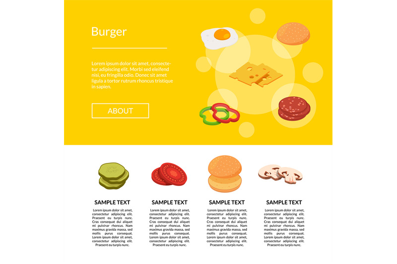 isometric-burger-ingredients-web-template-banner-illustration