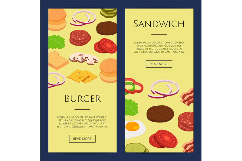 vector-isometric-burger-ingredients-web-banner-templates-illustration