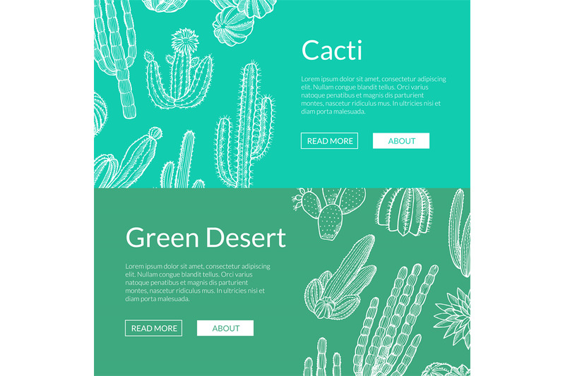 vector-hand-drawn-wild-cacti-plants-web-banner-templates-illustration
