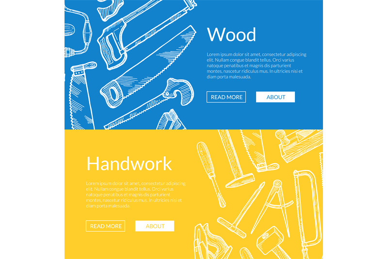 vector-hand-drawn-woodwork-elements-banner-illustration