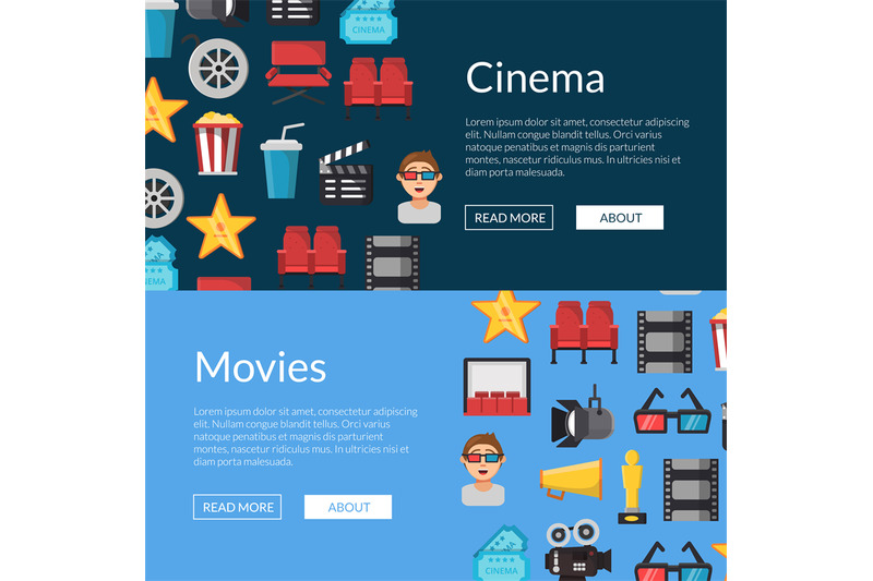 vector-flat-cinema-icons-web-banner-templates-illustration