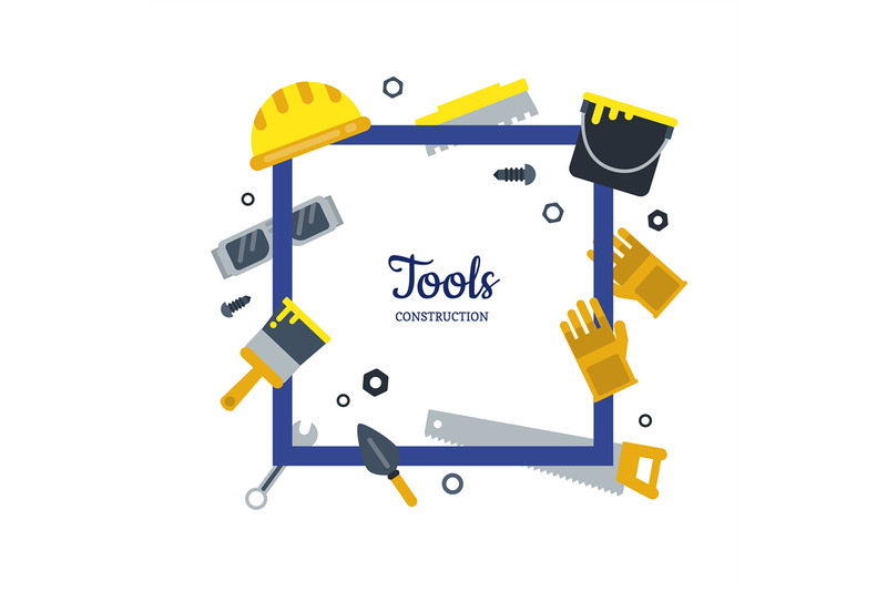 vector-flat-construction-tools-frame-with-place-for-text-illustration