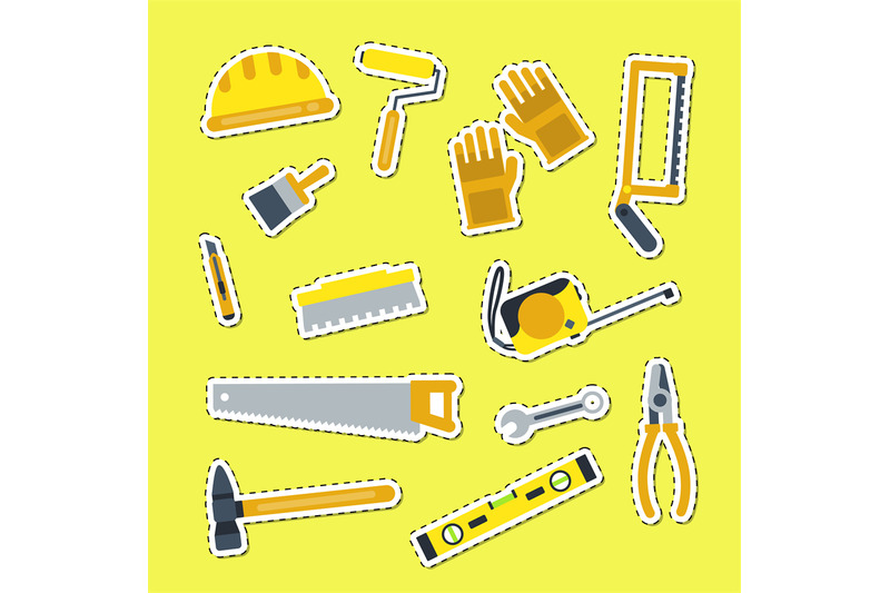 vector-flat-construction-tools-illustration-building-elements-sticker