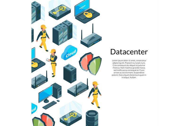 electronic-system-of-data-center-icons-with-illustration
