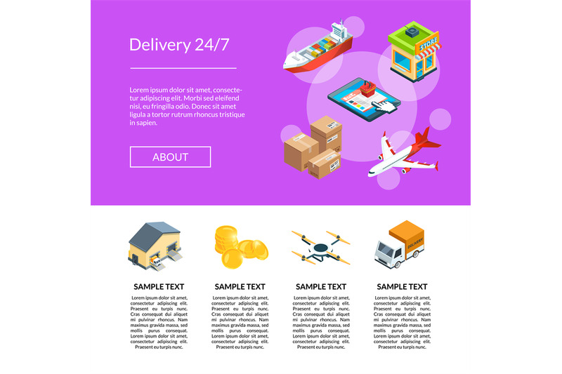 vector-isometric-logistics-and-delivery-icons-landing-page-template-il