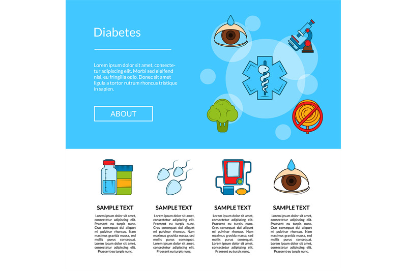 vector-colored-diabetes-icons-web-banner-design