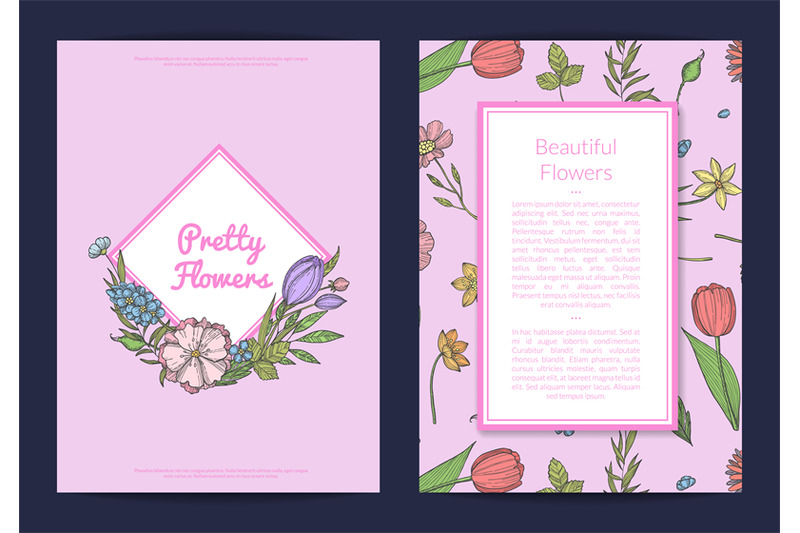 vector-hand-drawn-flowers-card-or-flyer-template-illustration