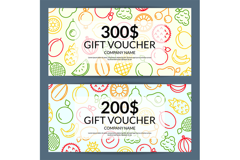 vector-line-fruits-icons-discount-or-gift-voucher-templates-illustrati