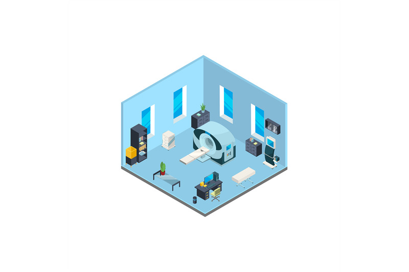 vector-isometric-hospital-interior-with-furniture-and-medical-equipmen
