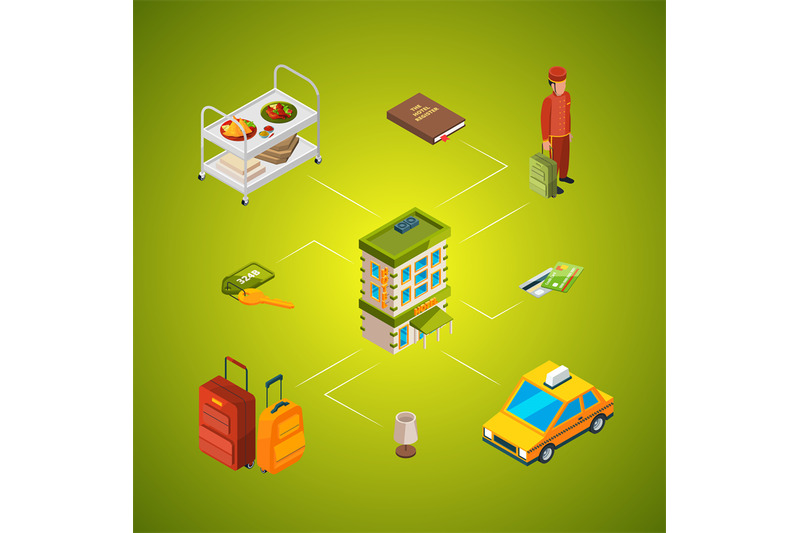 vector-isometric-hotel-icons-infographic-concept-illustration
