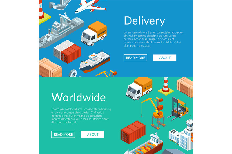 vector-isometric-marine-logistics-and-seaport-web-banner-templates-ill