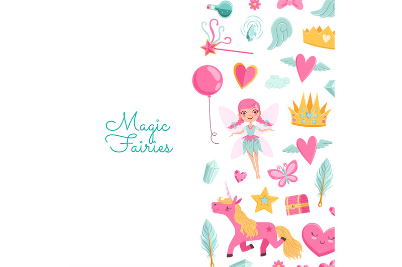 vector-cute-cartoon-magic-and-fairytale-elements-background