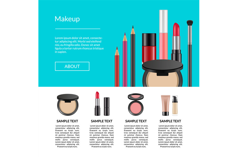 vector-realistic-makeup-elements-website-page-template