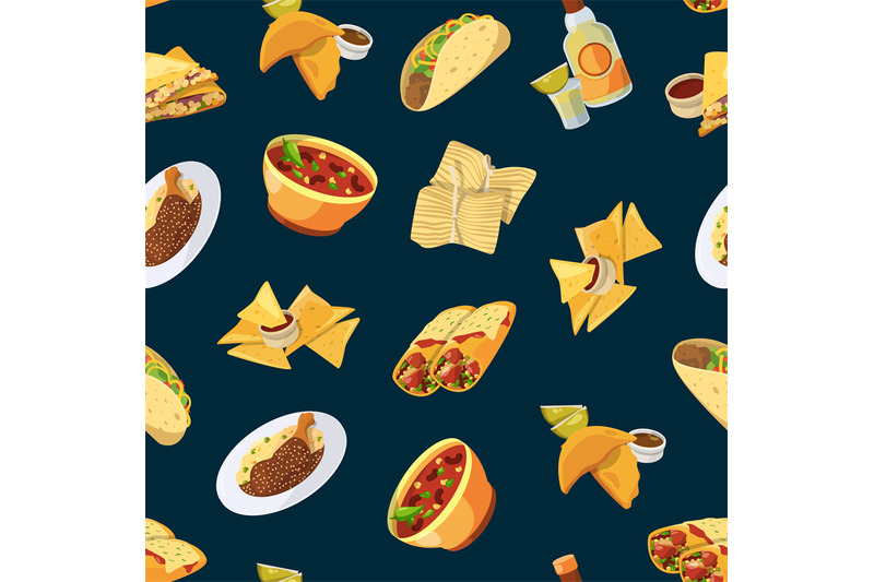 vector-cartoon-mexican-food-pattern-or-background-illustration