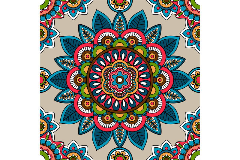 Download Indian mandala vector seamless pattern By ...
