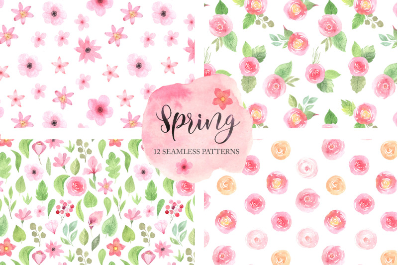 12-spring-seamless-pattern-set