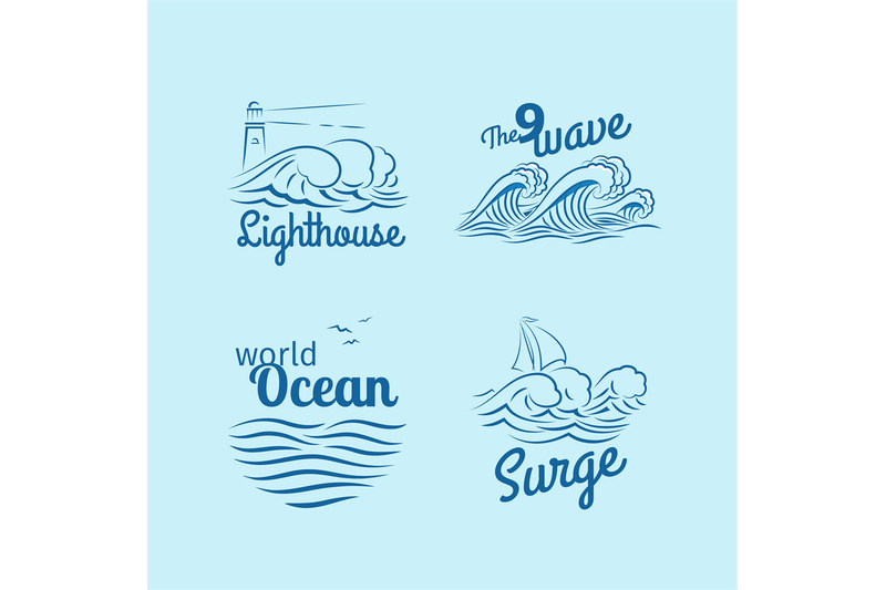 ocean-wave-logo-set