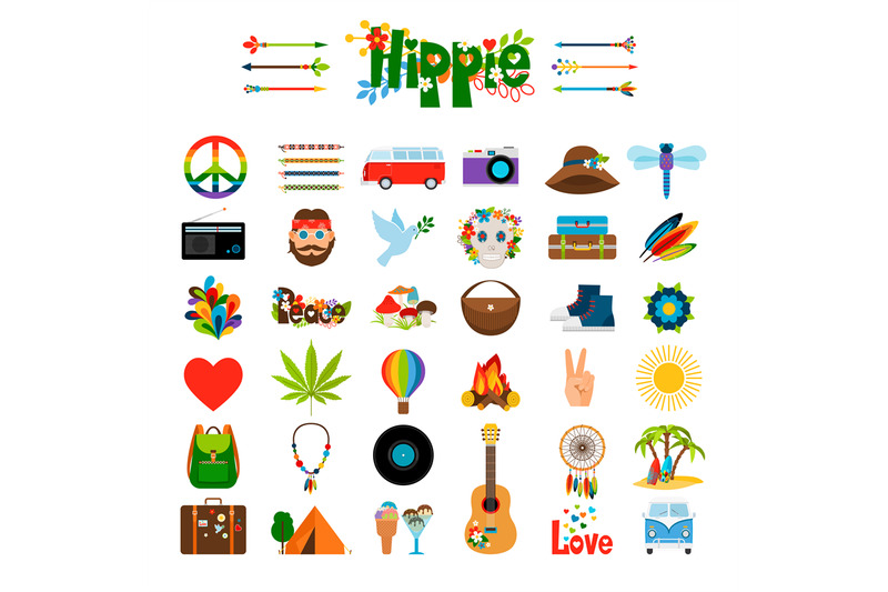 hippie-flat-icons