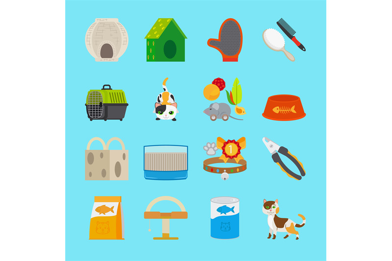 pet-cat-toys-and-food-icons