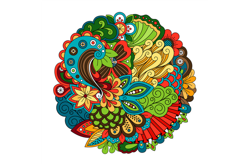 ethnic-doodle-floral-circle-pattern
