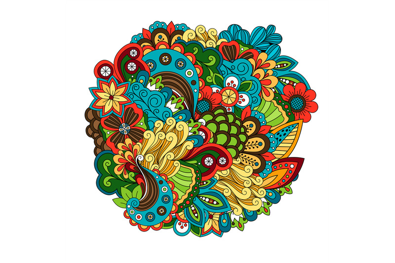 ethnic-colored-floral-circular-pattern-vector