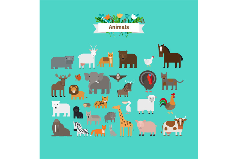 animals-flat-design-vector-icons