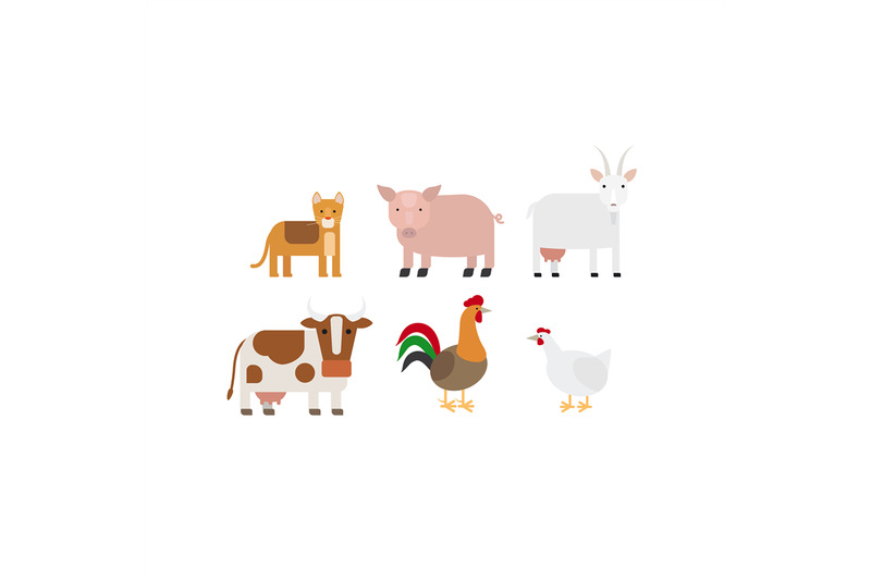different-farm-animals-icons-set