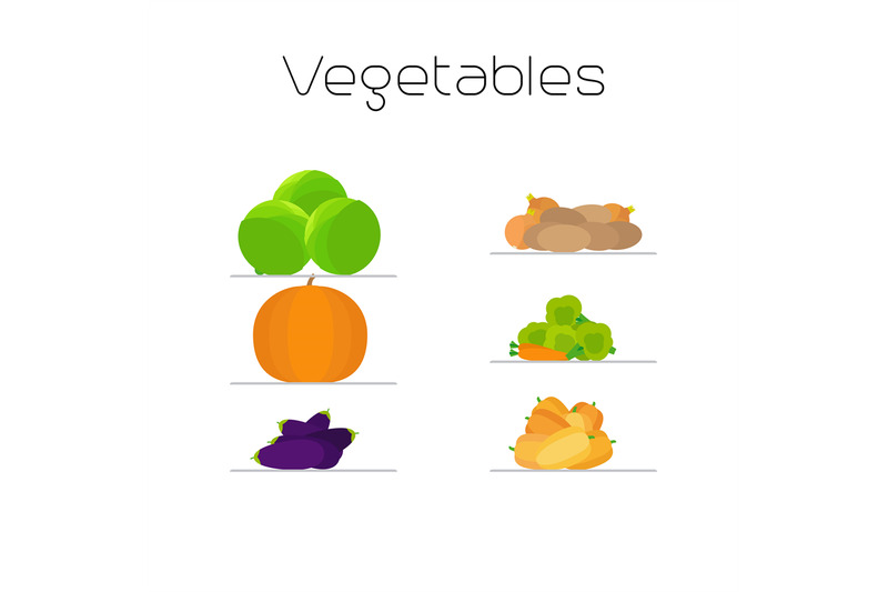 foods-market-vegetables-flat-icons-set